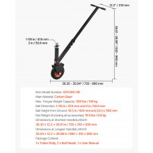 VEVOR Rangierhilfe 136kg Anhänger Anhängerwagen 42/56cm Höhe 47,6/50,8mm Kugeln