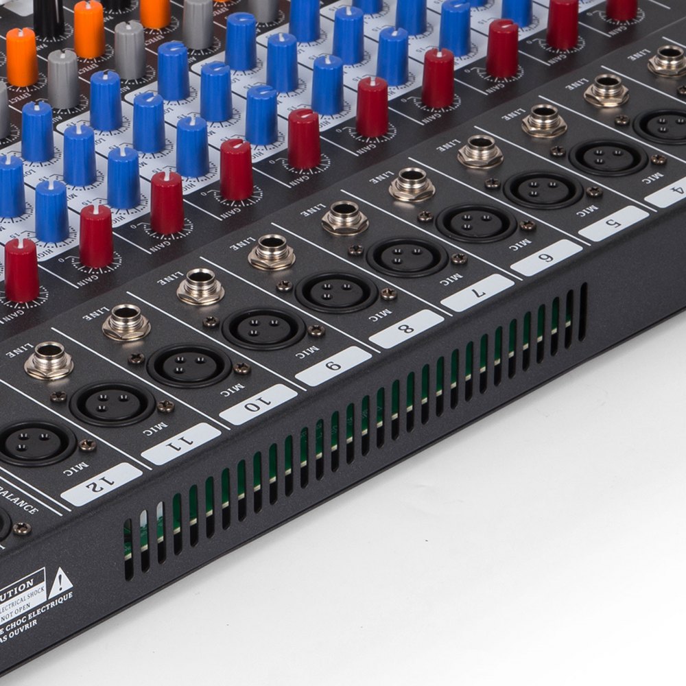 12 Kanäle Mic Line Audiomixer Mischpult Usb Xlr Eingang 3-band-eq 48v + Netzteil