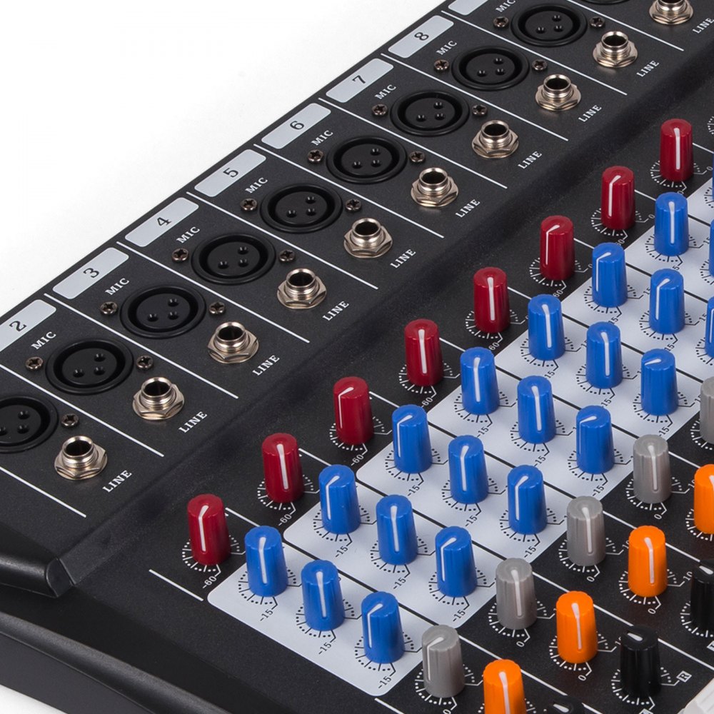 12 Kanäle Mic Line Audiomixer Mischpult Usb Xlr Eingang 3-band-eq 48v + Netzteil