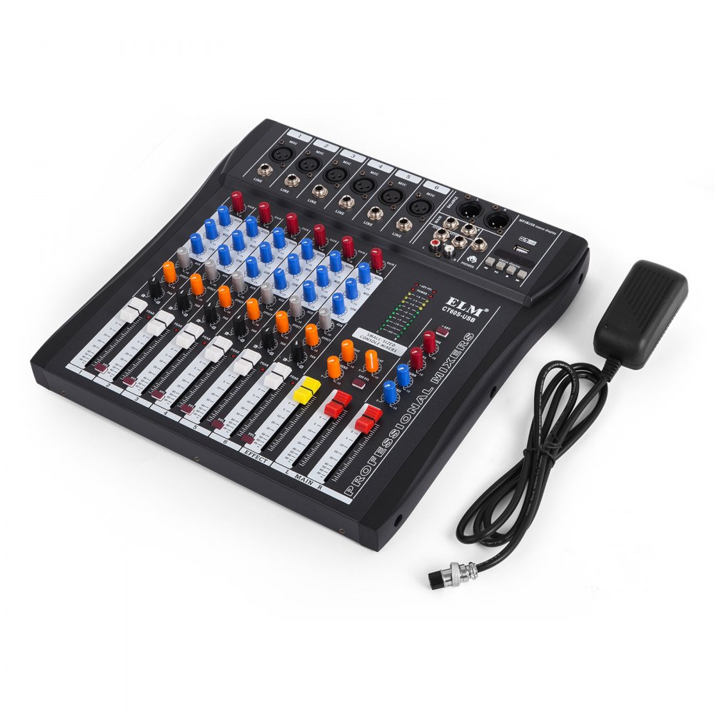 6-kanal Digital Mic Line Audio Mixer Mischpult Effect 48v Phantom Speisung Usb