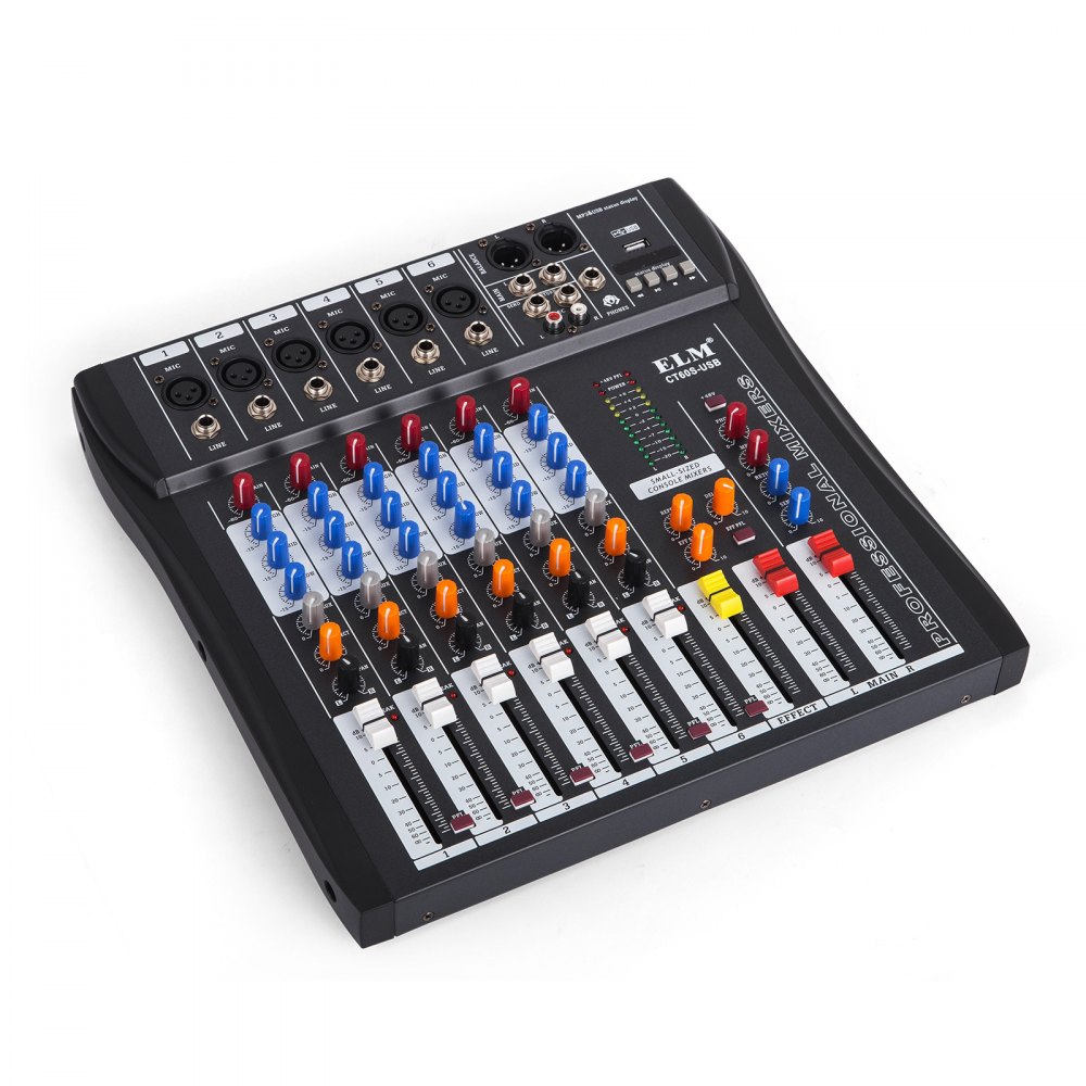 6-kanal Digital Mic Line Audio Mixer Mischpult Effect 48v Phantom Speisung Usb
