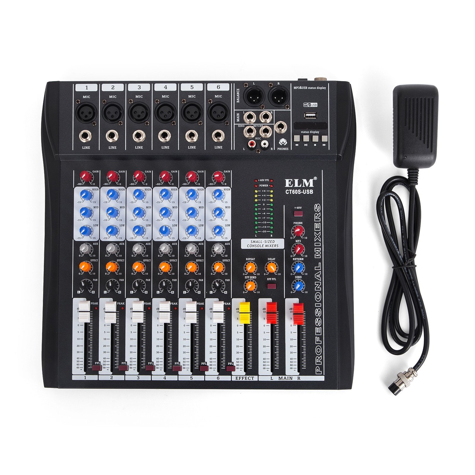 6-kanal Digital Mic Line Audio Mixer Mischpult Effect 48v Phantom Speisung Usb