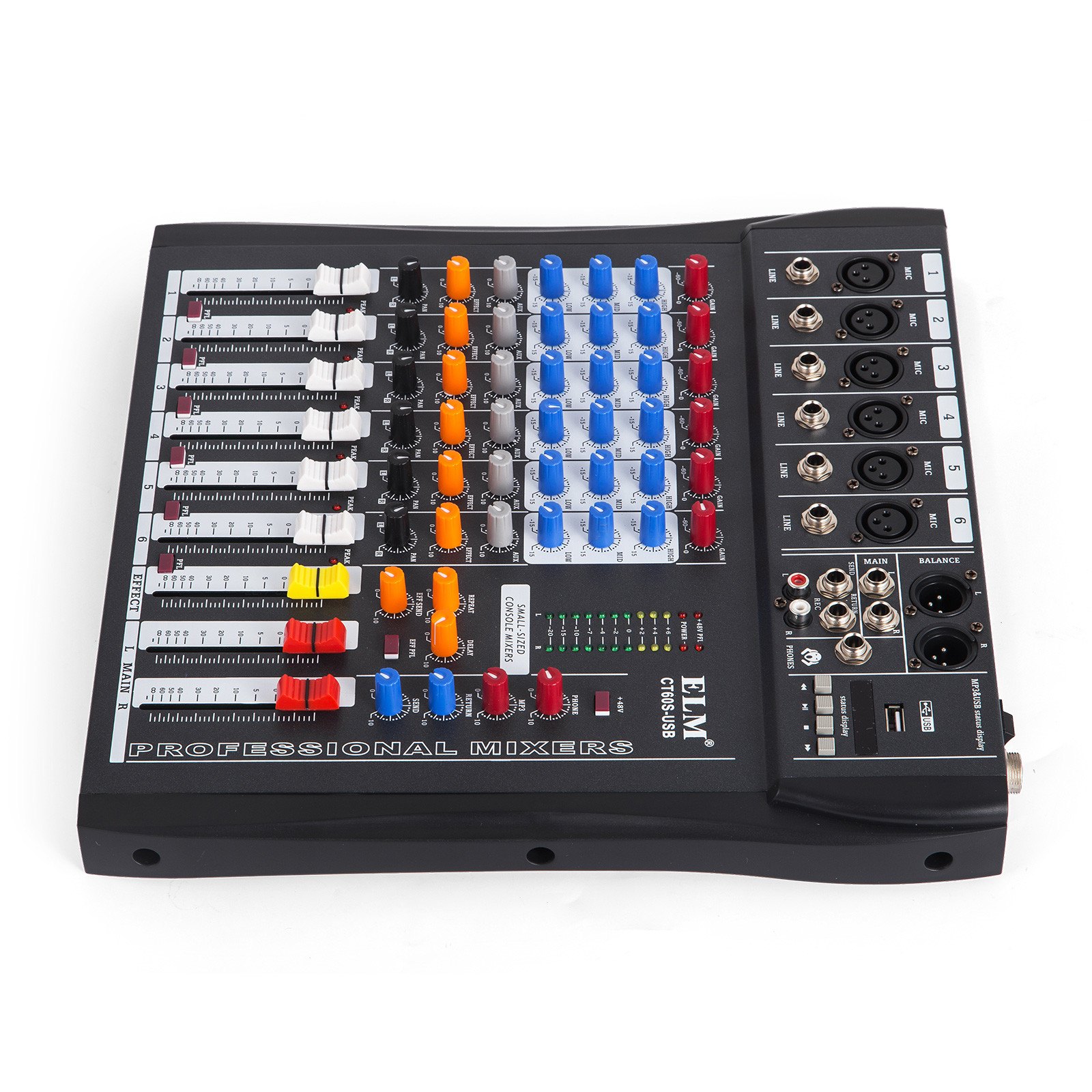 6-kanal Digital Mic Line Audio Mixer Mischpult Effect 48v Phantom Speisung Usb