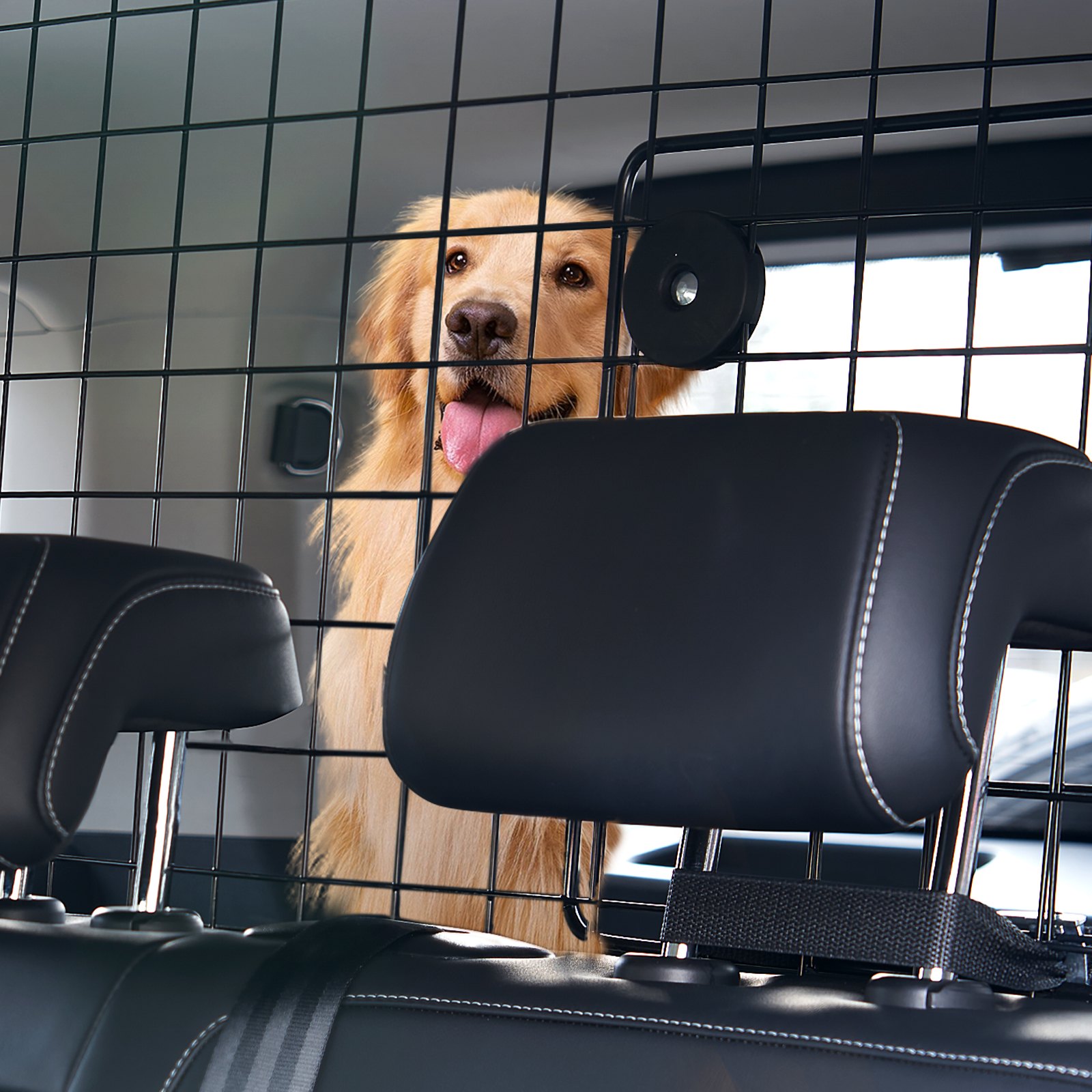 VEVOR Hunde Autobarriere einstellbare Trennwand Hundegitter (968 x 405 mm) Autoschutzgitter für die Rücksitze, Haustierbarriere aus Drahtgeflecht, universell passende Autobarriere für SUVs Lkws