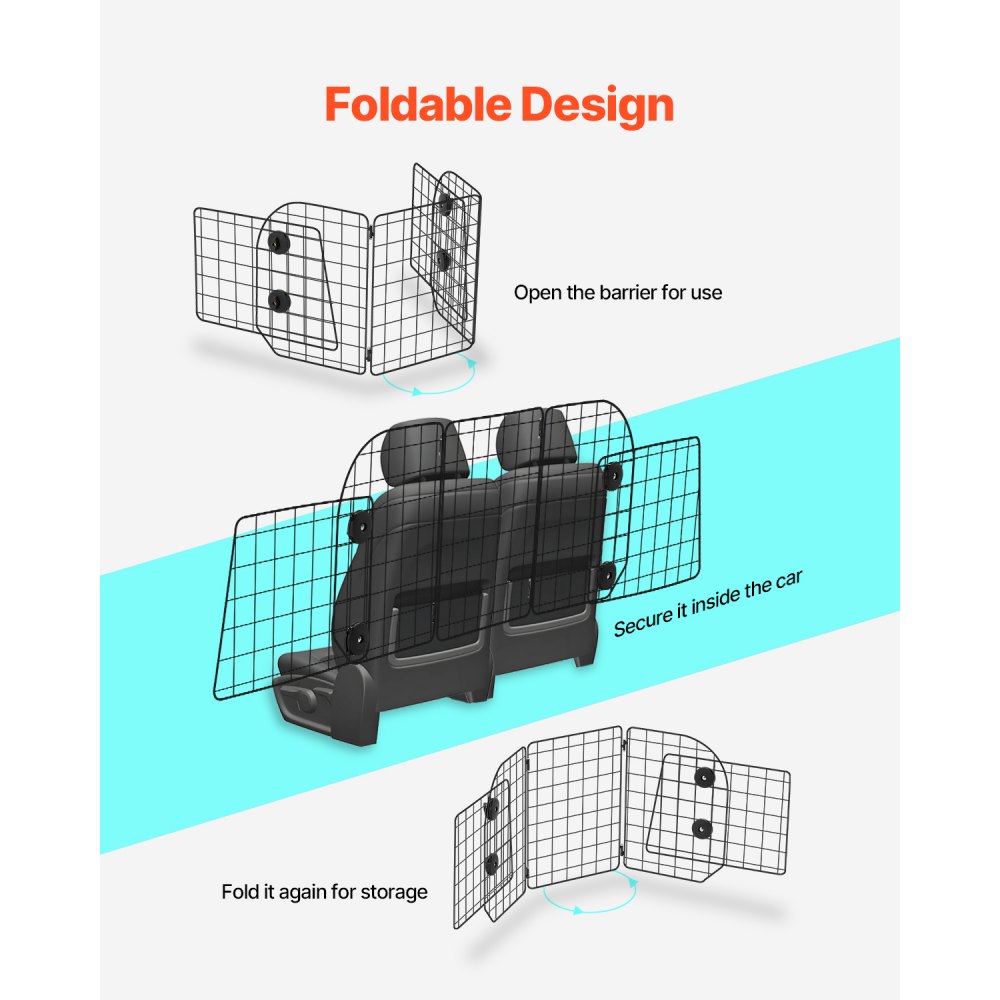 VEVOR Hunde Autobarriere einstellbare Trennwand Hundegitter (972 x 408 mm) Autoschutzgitter für die Rücksitze, Haustierbarriere aus Drahtgeflecht, universell passende Autobarriere für SUVs Lkws