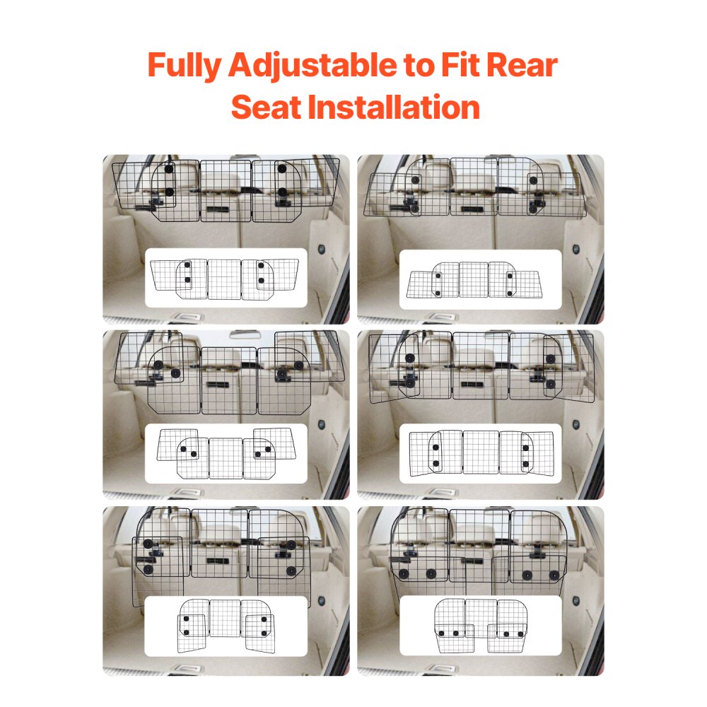 VEVOR Hunde Autobarriere einstellbare Trennwand Hundegitter (972 x 408 mm) Autoschutzgitter für die Rücksitze, Haustierbarriere aus Drahtgeflecht, universell passende Autobarriere für SUVs Lkws