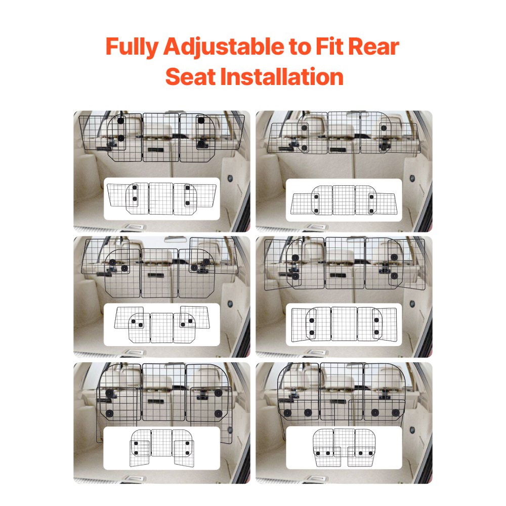 VEVOR Hunde Autobarriere einstellbare Trennwand Hundegitter (928 x 423 mm) Autoschutzgitter für die Rücksitze, Haustierbarriere aus Drahtgeflecht, universell passende Autobarriere für SUVs Lkws