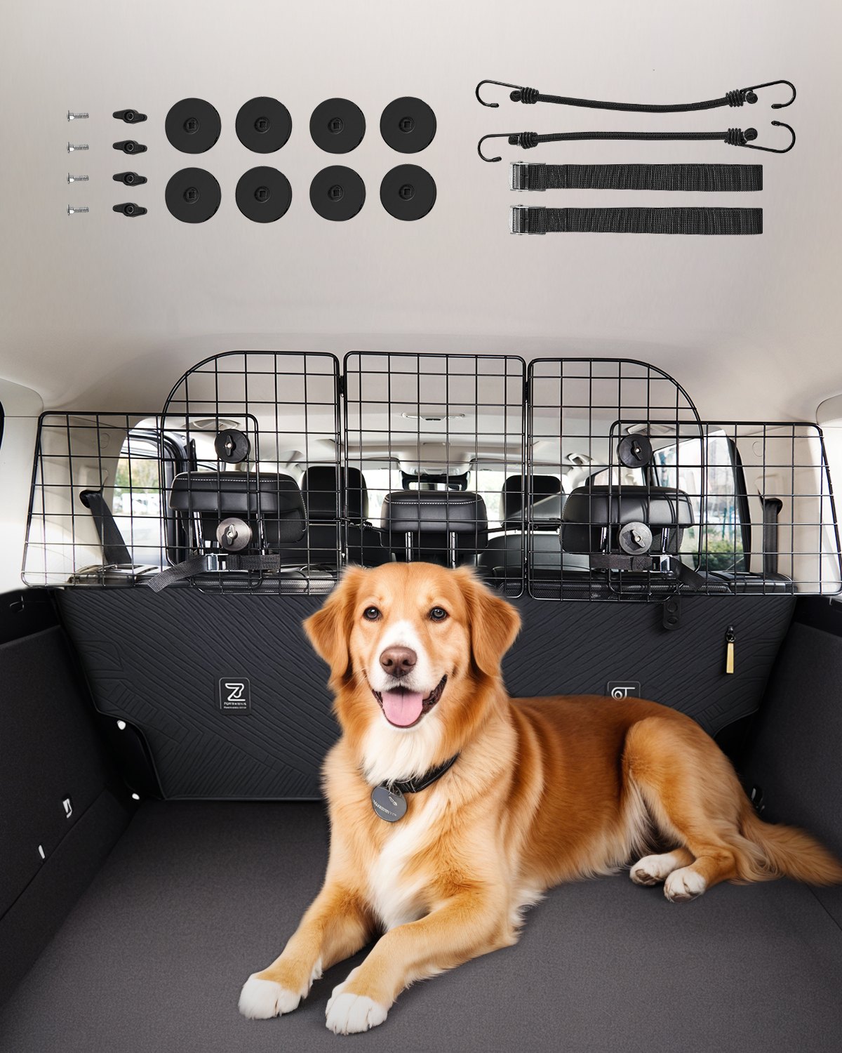 VEVOR Hunde Autobarriere einstellbare Trennwand Hundegitter (928 x 423 mm) Autoschutzgitter für die Rücksitze, Haustierbarriere aus Drahtgeflecht, universell passende Autobarriere für SUVs Lkws