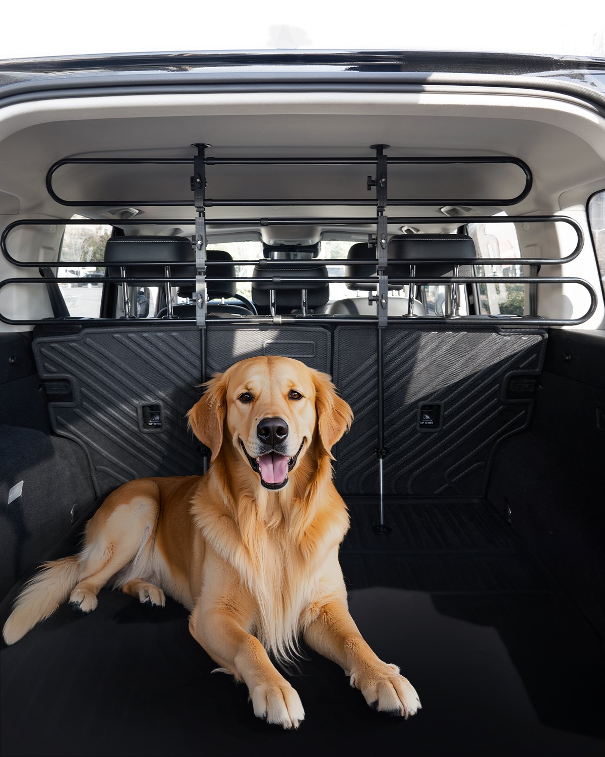 VEVOR Hunde Autobarriere einstellbare Trennwand Hundegitter Autoschutzgitter Haustierbarriere stabiles Metallrohr-Trenngitter, universell passende Hunde-Autobarriere für SUVs LKWs Fahrzeuge, schwarz