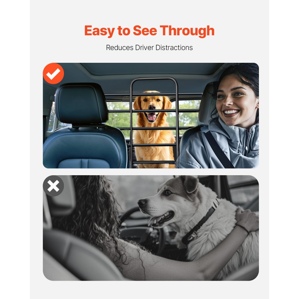VEVOR Hunde Autobarriere einstellbare Trennwand Hundegitter Autoschutzgitter neig- und verschiebbar, Haustierbarriere mit Netzgewebe, universell passende Hunde-Autobarriere für SUVs Lkws Fahrzeuge