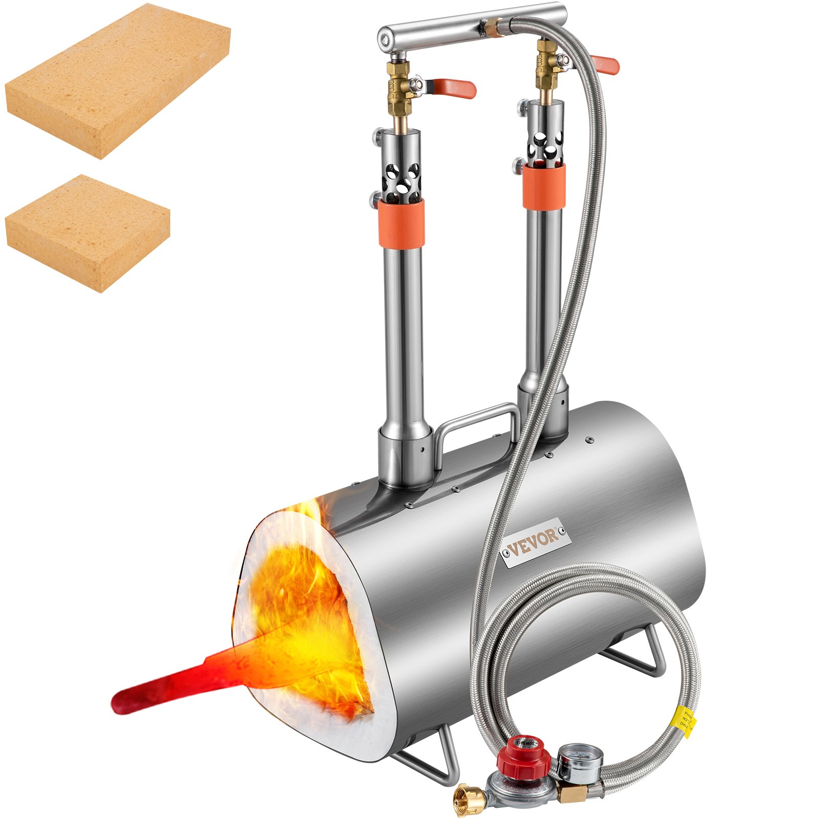 VEVOR Gas Schmiedeofen Sechseck, 400 x 220 x 206 mm Gas Schmiede mit Brenner, Gold, Messing, Bronze, Magnesium, Aluminium, Zinn und Edelstahl, Gas Propan Forge Schmiedeofen 2 m Gasschlauch