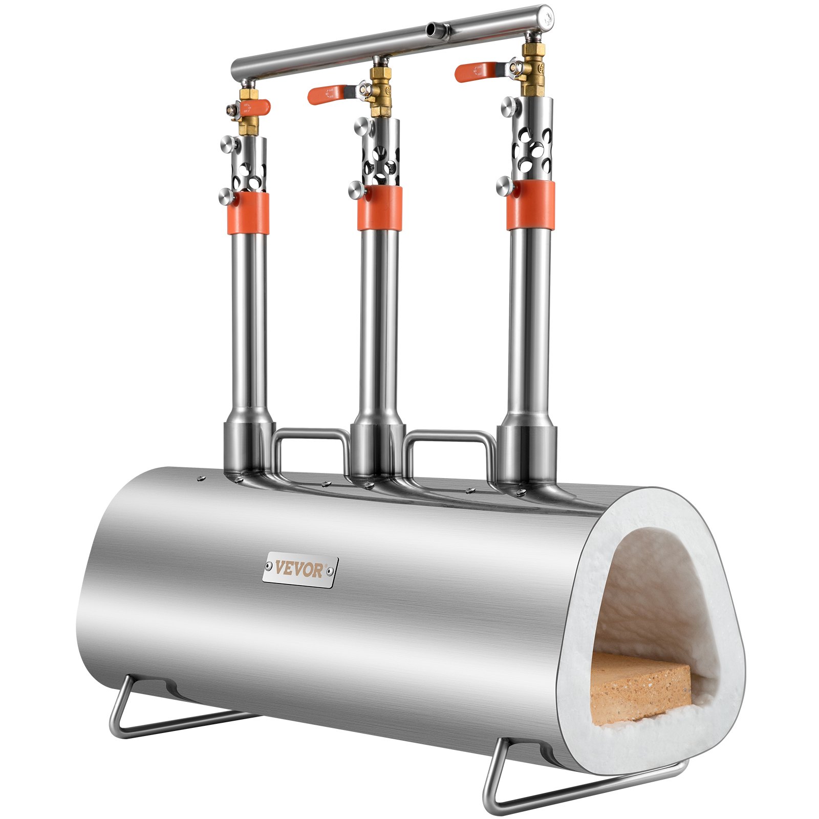 VEVOR Gas Schmiedeofen Sechseck, Gas Propan Forge Schmiedeofen 600 x 220 x 206 mm Gas Schmiede mit drei Brenner, für Gold, Messing, Bronze, Magnesium, Aluminium, Zinn und Edelstahl