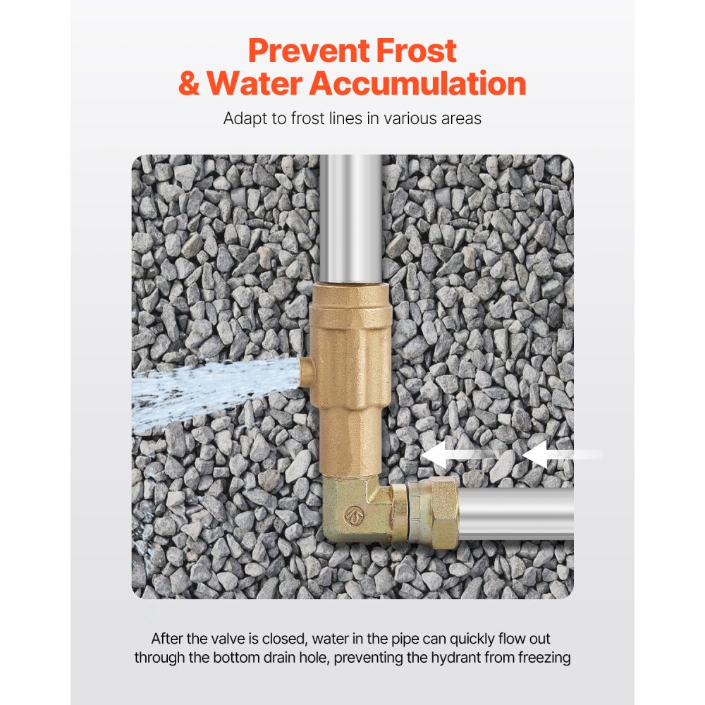 VEVOR Frost-Proof Garden Hydrant, 190 cm Long Outdoor Tap with 122 cm Burial Depth, G 3/4 Inch Pipe Connection & G 3/4 Inch Hose Coupling, Cast Iron Hydrant for Yard, Garden, Farm Irrigation