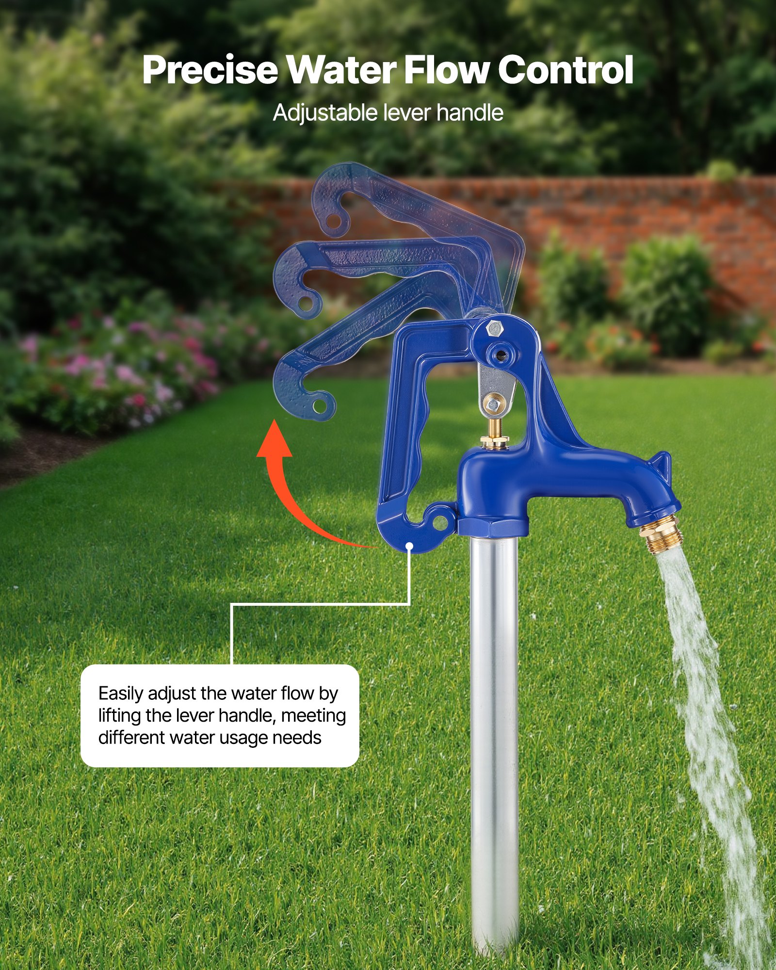 VEVOR Frostsicherer Gartenhydrant, 1895 mm, Außenwasserhahn mit 1219,2 mm Eingrabetiefe, G 3/4 Zoll Rohranschluss & Schlauchkupplung, bleifreier Hydrant für Bewässerung von Garten & Bauernhof