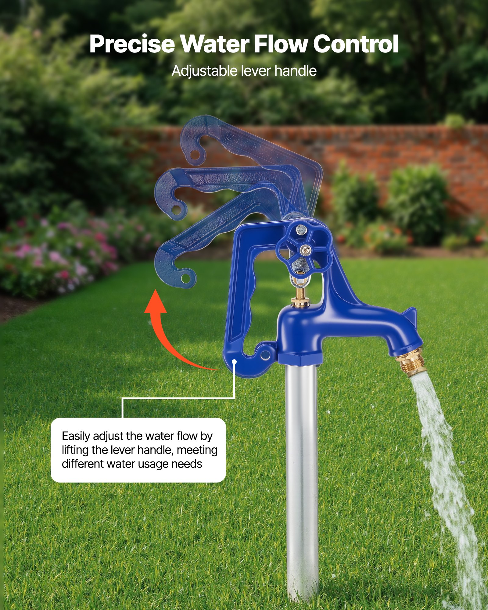 VEVOR Frostsicherer Gartenhydrant, 1595 mm, Außenwasserhahn mit 914,4 mm Eingrabetiefe, G 3/4 Zoll Rohranschluss, Hebelgriff + Handrad, bleifreier  Hydrant für Bewässerung von Garten & Bauernhof