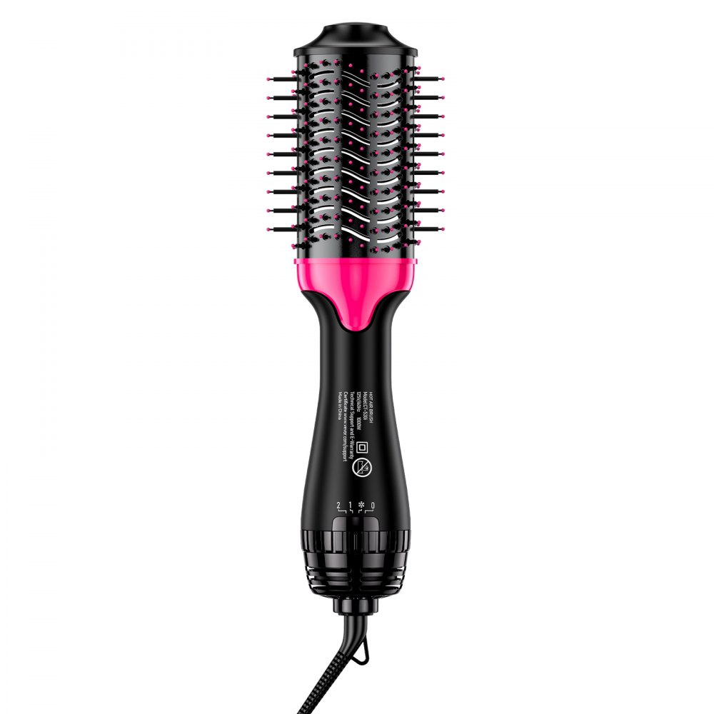 VEVOR Warmluftbürste Set, 4-in-1 Airstyler, Hairstyler mit 65 mm ovalem Zylinder mit Keramikbeschichtung und 3 Heizstufen, professionelle Heißluft-Stylingbürste zum Glätten, Trocknen und Locken