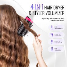 VEVOR Warmluftbürste Föhnbürste Lockenstab Hairstyler mit 65mm ovalem Zylinder