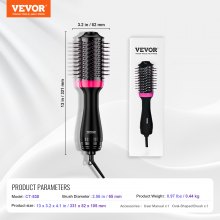 VEVOR Warmluftbürste Föhnbürste Lockenstab Hairstyler mit 65mm ovalem Zylinder