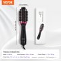 VEVOR Warmluftbürste, 4-in-1 Hairstyler und Volumizer mit galvanisiertem Titan und 65 mm ovalem Zylinder mit Keramikbeschichtung, 3-stufige Heißluft-Stylingbürste zum Trocknen, Glätten, Locken