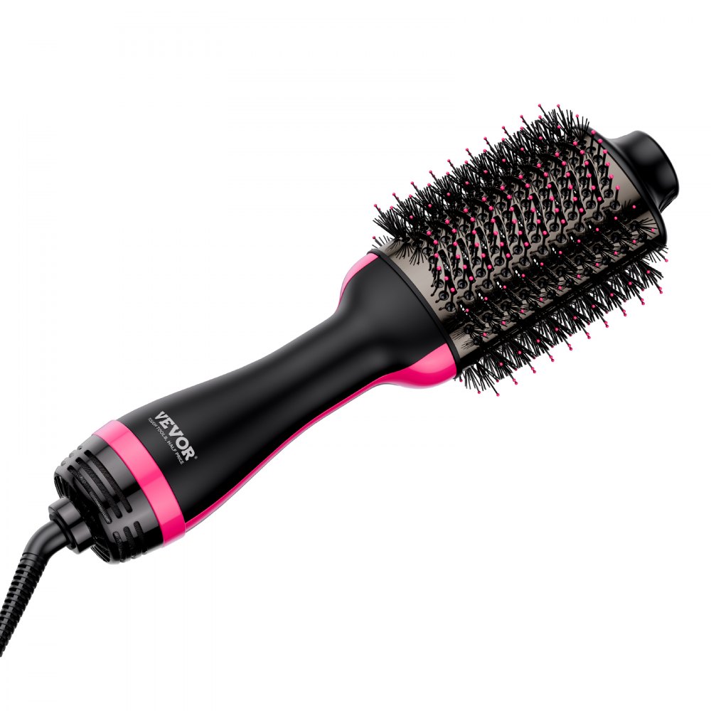 VEVOR Warmluftbürste, 4-in-1 Hairstyler und Volumizer mit galvanisiertem Titan und 75 mm ovalem Zylinder mit Keramikbeschichtung, 3-stufige Heißluft-Stylingbürste zum Trocknen, Glätten, Locken