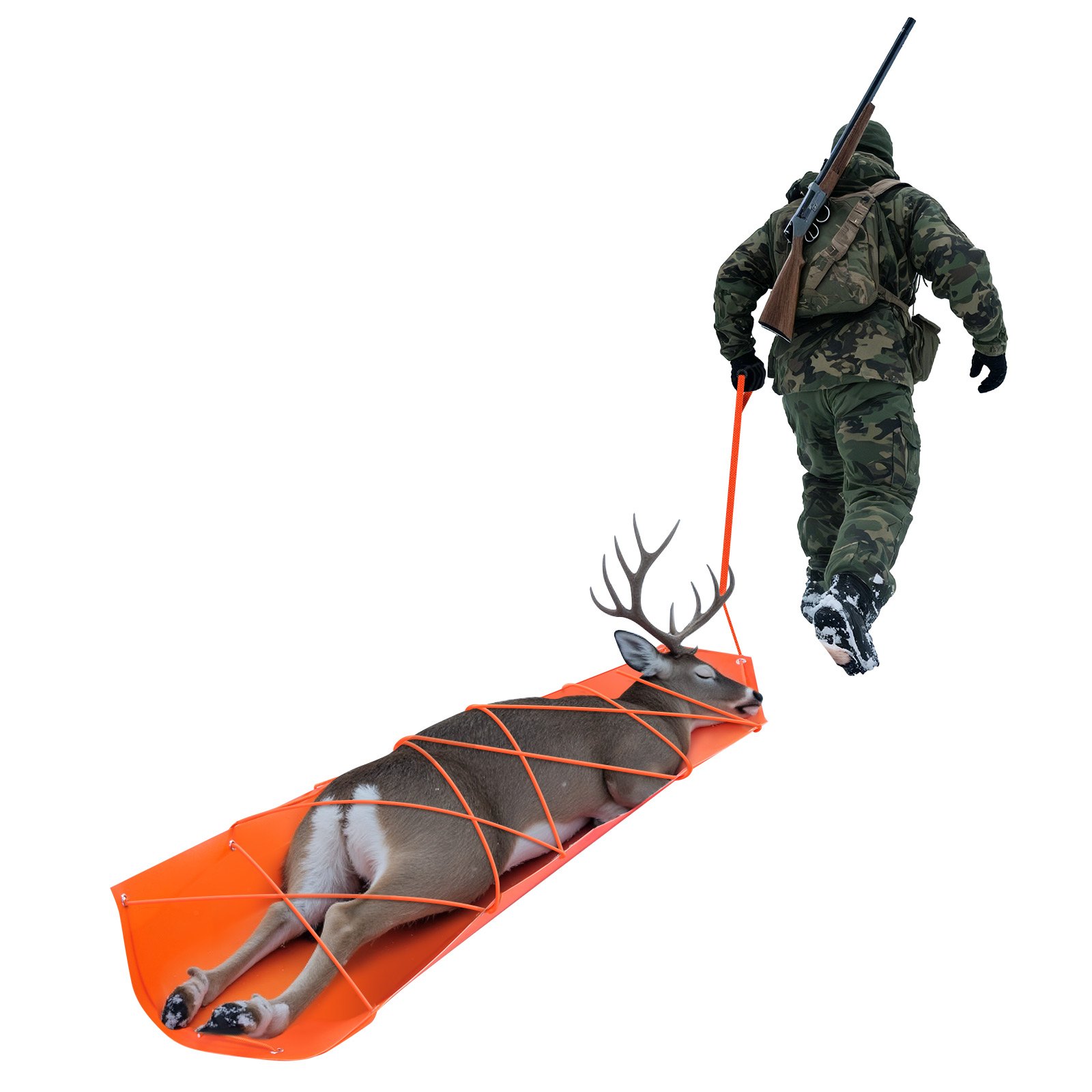 VEVOR Hirschschlitten 1850x580 mm, PE-Mehrzweckschlittenmit Seilen, 250 kg Tragkraft, Wildschlepper, Hirschschleppschlitten, Handzug, Transportermatte für Garten, Eisfischen, Brennholz