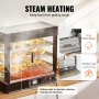 VEVOR 3-stufiger kommerzieller Speisenwärmer, 1200 W Speisenwärmer mit Licht, verstellbarer Ablage und Temperaturanzeige, 30 ℃ - 85 ℃ Dampfheizung, 111 l für Hamburger, Pizza, Brot, Brathähnchen