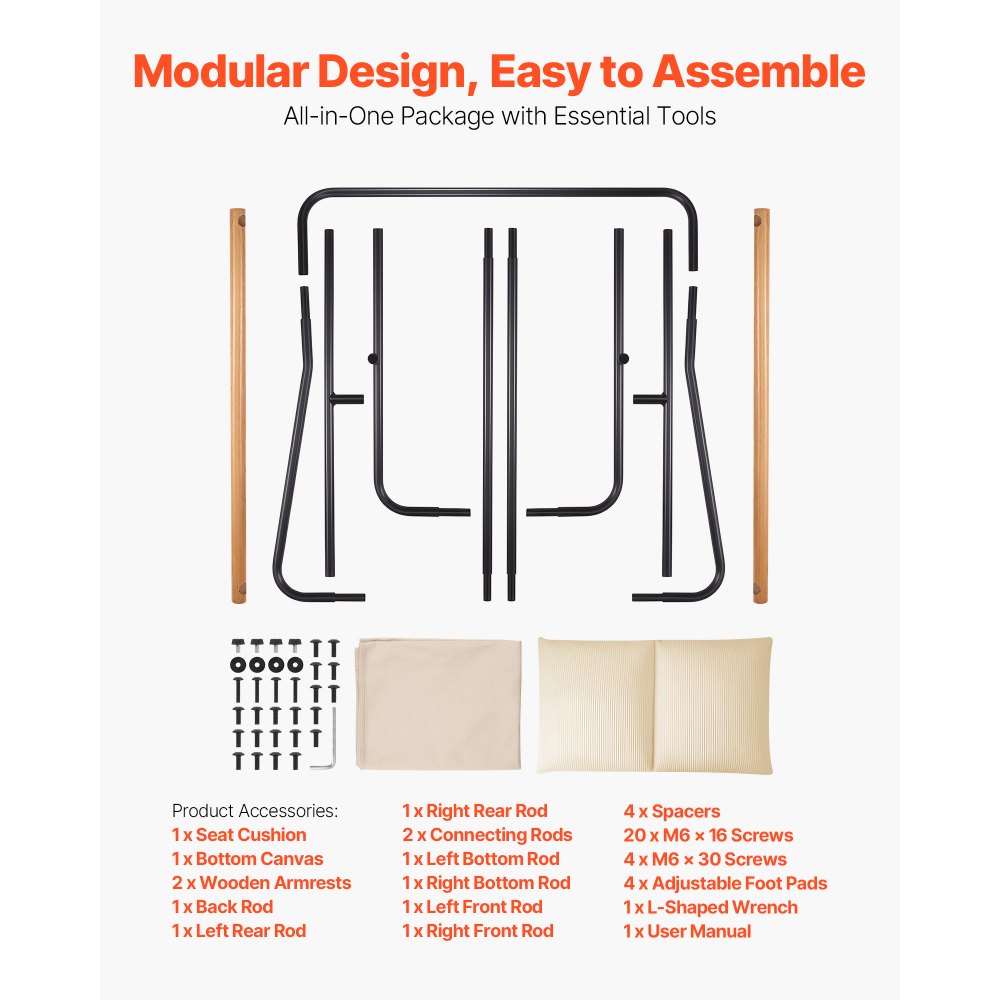 VEVOR Akzentstuhl Loungesessel, gemütlicher Polsterstuhl mit weicher Schaumstoffpolsterung & Metallrahmen & abnehmbarem Kissen, Relaxsessel für Wohnzimmer Schlafzimmer Lesezimmer Büro, Beige