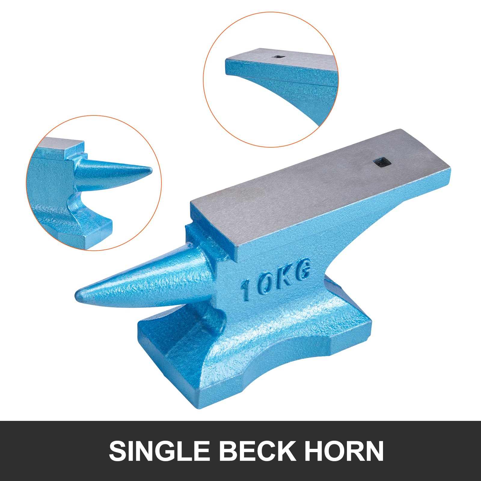 VEVOR Amboss 10 KG (22 LBS) Schmiede-Amboss für Schmiede Einzelnes Horn aus Gusseisen Schmiedwerkzeug robust