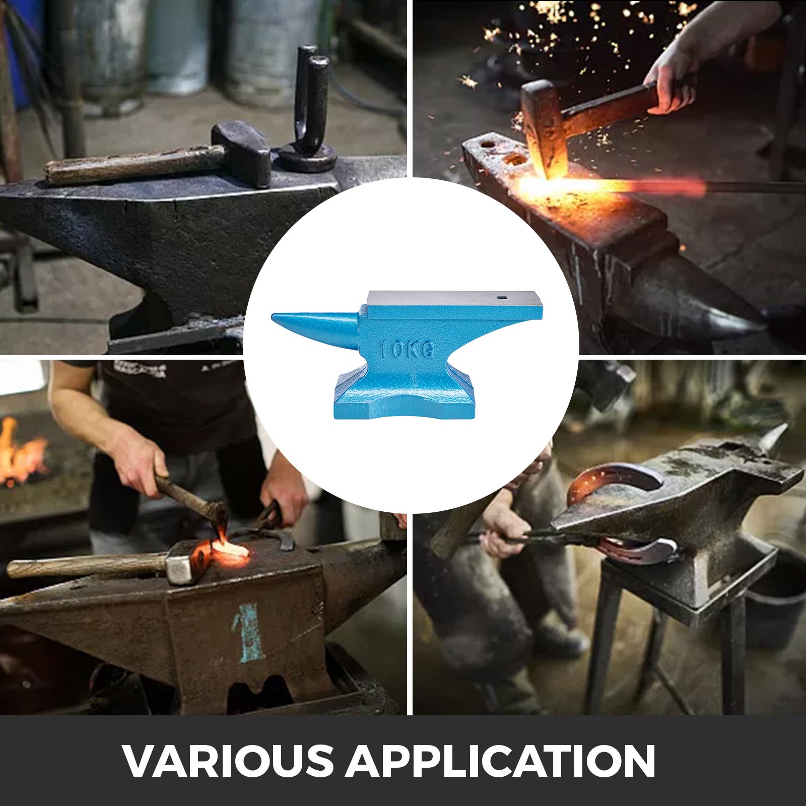 VEVOR Amboss 10 KG (22 LBS) Schmiede-Amboss für Schmiede Einzelnes Horn aus Gusseisen Schmiedwerkzeug robust