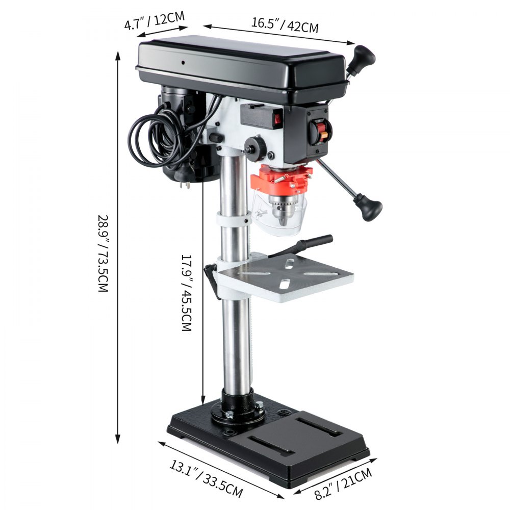 Tischbohrmaschine Standbohrmaschine 450w 5-speed 5/8’’(16mm) Einstellbar Tisch