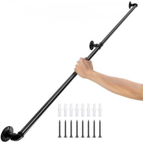 VEVOR 2 Stk. Retro Wasserrohr Handlauf 120cm Industrieller Geländer Schutzbügel Kohlenstoffstahl Industrieller Windeisen Korridor 200 kg Tragfähigkeit Geeignet für Handläufe im Innen-/Außenbereich