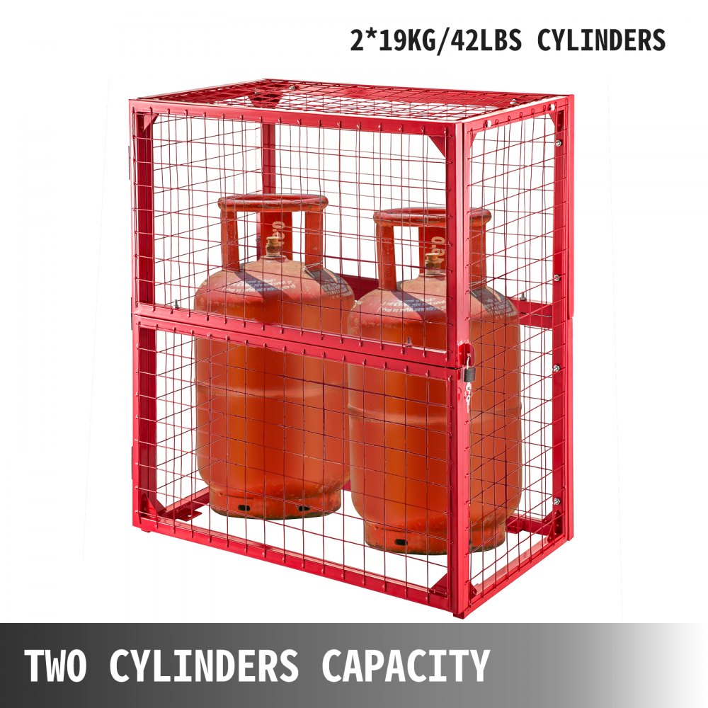 VEVOR Gasflaschenlagerung 42LB Gasflasche Lagerschrank 2x19kg rot Aufbewahrung