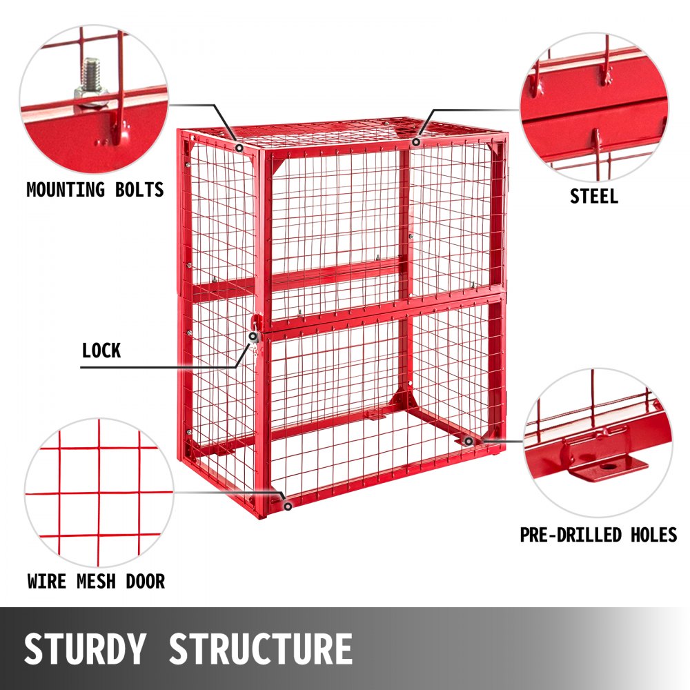 VEVOR Gasflaschenlagerung 42LB Gasflasche Lagerschrank 2x19kg rot Aufbewahrung