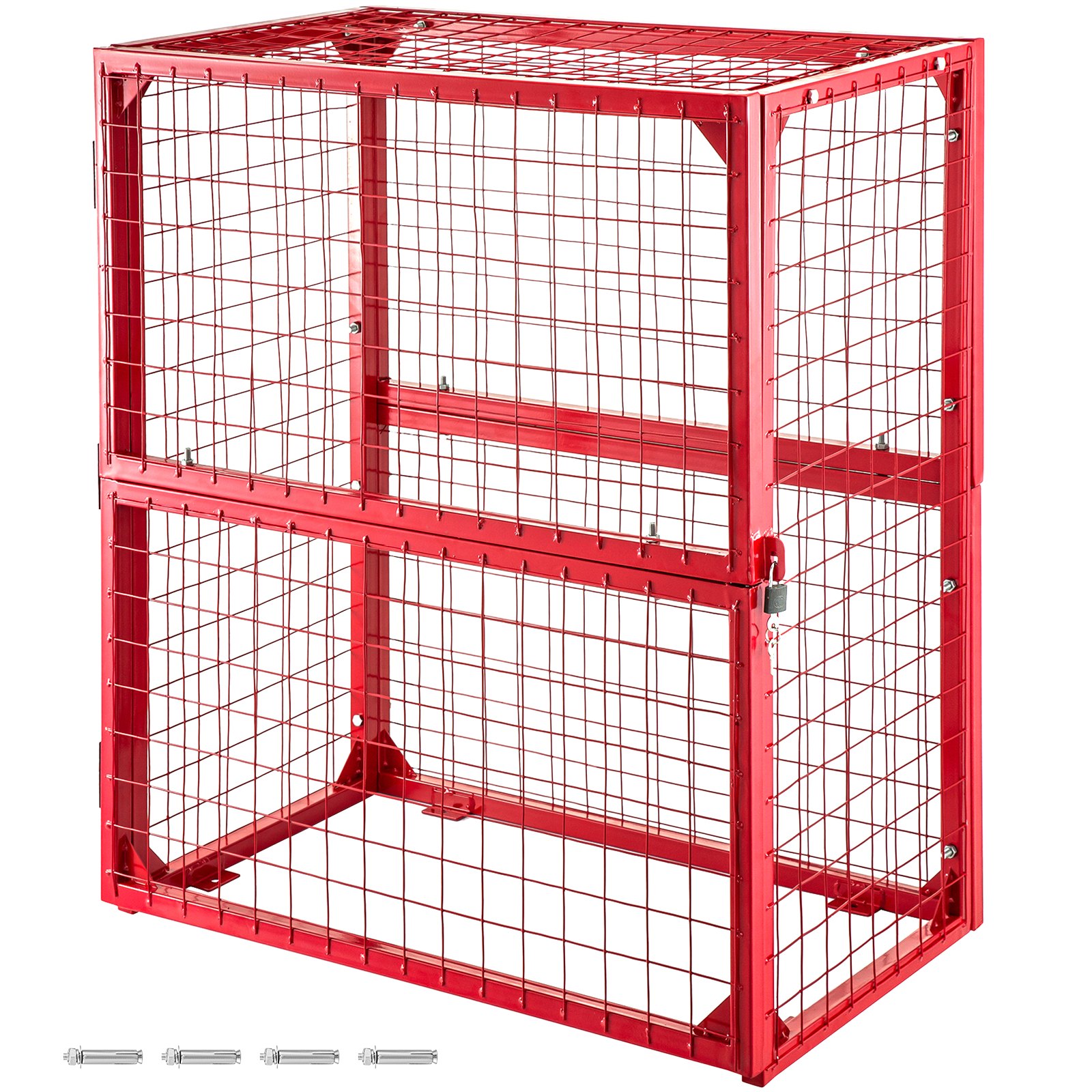 VEVOR Gasflaschenlagerung 42LB Gasflasche Lagerschrank 2x19kg rot Aufbewahrung