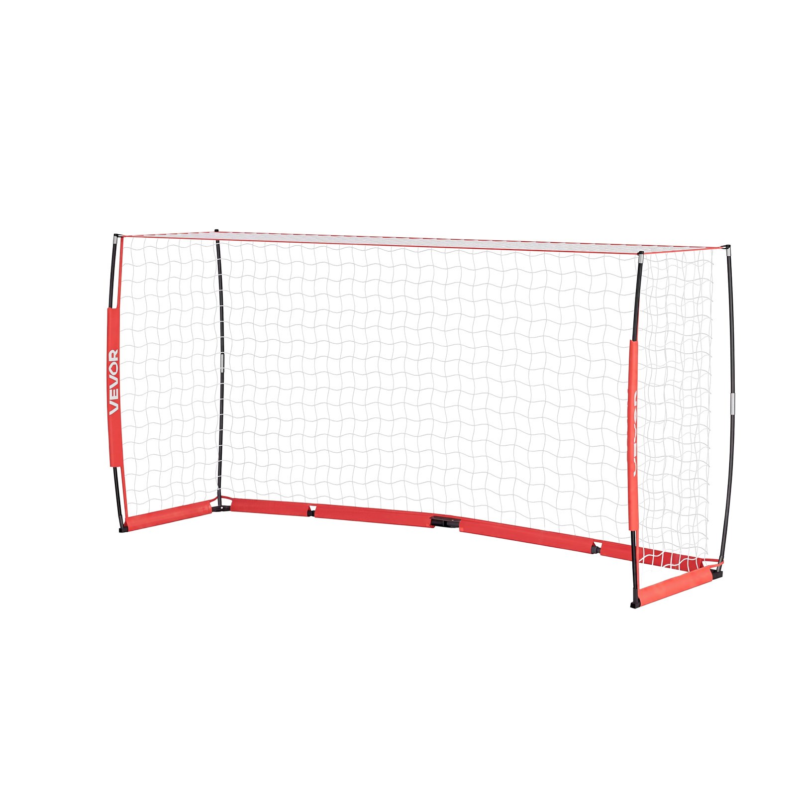 VEVOR Fußballtor 3,6 x 1,8 m Klappbares Soccertor mit Fiberglasrahmen Rot, für Fußballplätze Parks und Schulen, Polyesternetz bis 113 km/h, Bodenanker, Metallsockel und Oxford-Aufbewahrungstasche