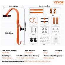 VEVOR Dachleiterhaken Dachhaken Universal Leiter Stabilisator Stahl 58x36x25cm