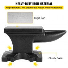 VEVOR Schmiedeamboss Gusseisen Amboss robuster Hornamboss Schmiedewerkzeug 209HB mit Einzelnes rundem Beck-Horn 25 lbs/11 kg Schwarz 17,2 x 8,9 cm breite Arbeitsplatte für Metallschmiede