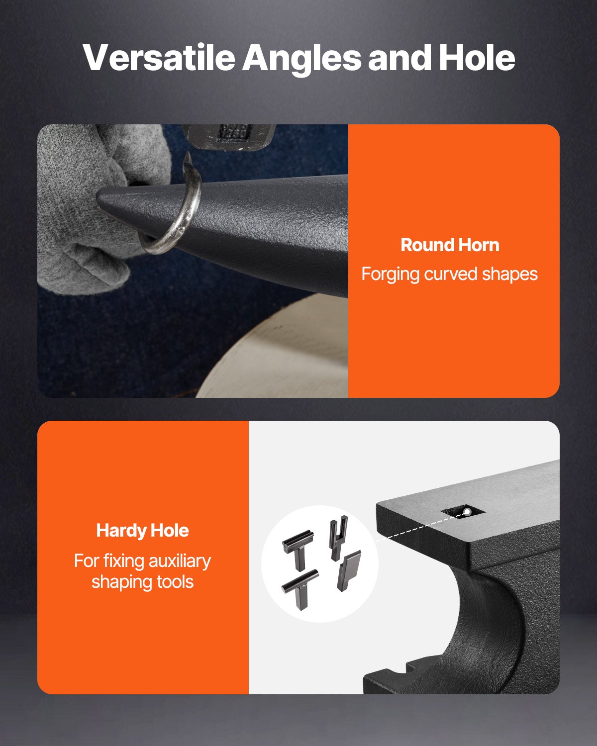 VEVOR Amboss aus Gusseisen, 45 kg Einzelhornamboss, mit 255 x 140 mm Arbeitsplatte & stabiler Basis, robuster Rundhornamboss mit hoher Härte, zum Formen Biegen Verdrehen Schwarz