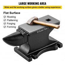 VEVOR Schmiedeamboss Gusseisen Amboss robuster Hornamboss Schmiedewerkzeug 209HB mit Einzelhorn & quadratisches Loch 55 lbs/25 kg Schwarz 21,8x10,4 cm breite Arbeitsplatte für Metallschmiede