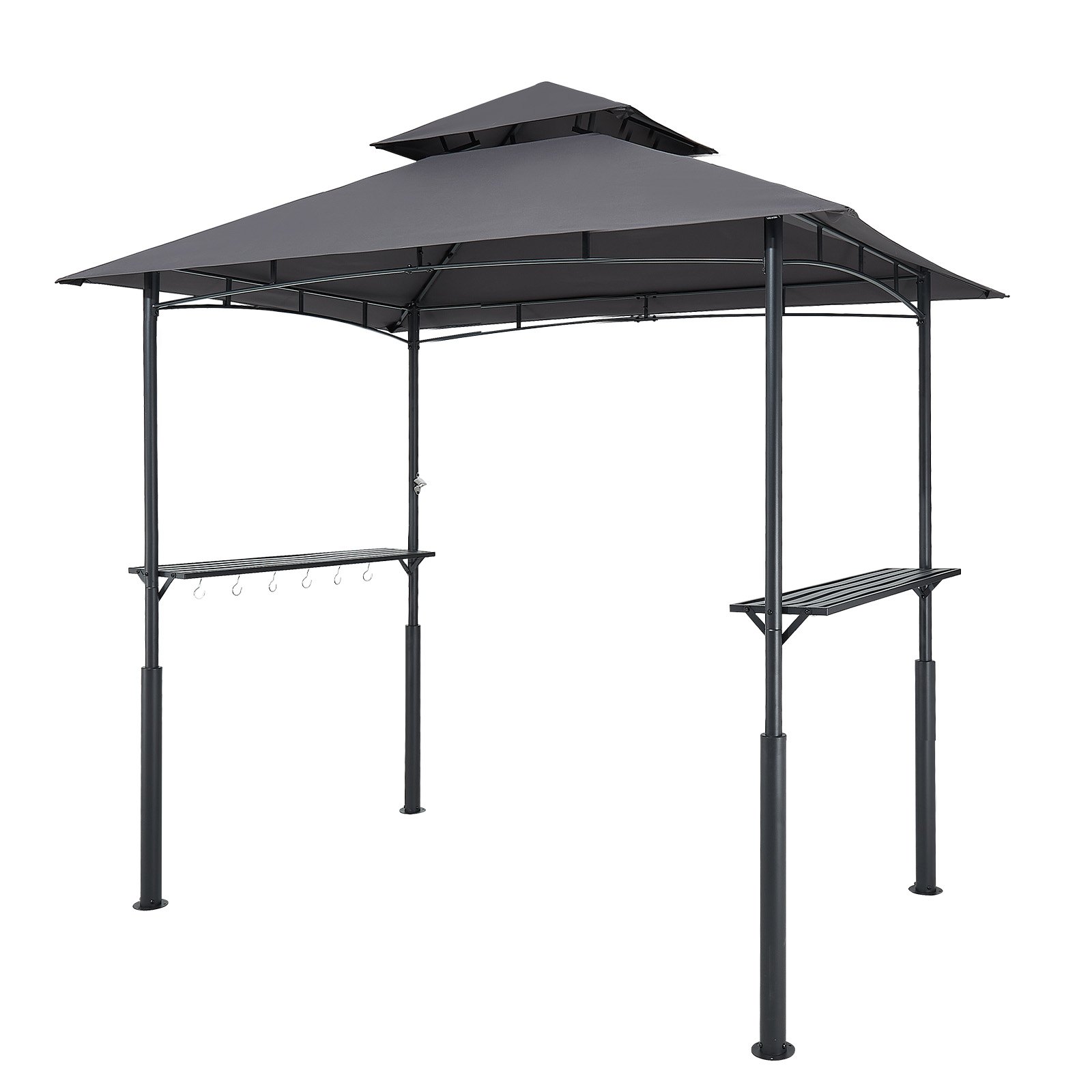 VEVOR Grillpavillon, 2430x1500x500 mm, Grillüberdachung für Außengrill, 2-stufige BBQ-Gazebo-Überdachung, Doppeldach Gartenpavillon mit verstärkten Stützbeinen, für Terrasse, Hinterhof & Garten