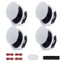 VEVOR Bluetooth Ceiling Speakers, 165.1 mm, In Ceiling & In-Wall Speaker System with Amplifier, 2-Way, for Damp Humid Placement, Home Theater, Covered Outdoor Patio and Flush Mount Wired, 4 Speakers
