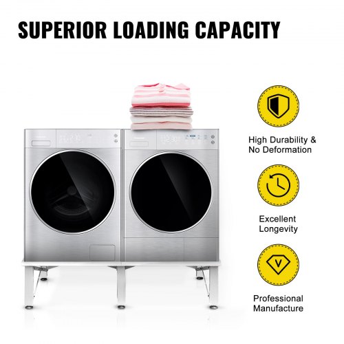 VEVOR Waschmaschinen Untergestell Doppel 124x55x30 cm Waschmaschinen Erhöhung Eisen Waschmaschinensockel mit Anti-Rutsch-Gummifüßen Podest für