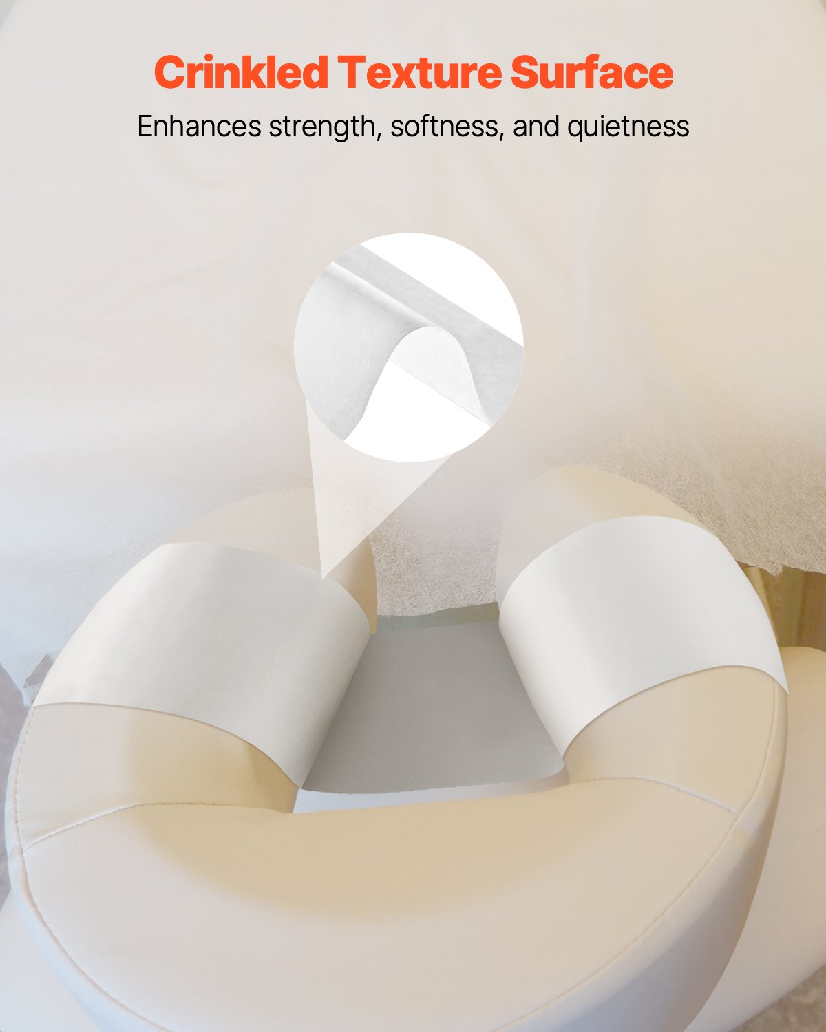 VEVOR Disposable Face Pillow and Massage Table Covers, 25 Packs 216 mm x 68.58 m, Disposable Headrest Paper, Ideal for Massage, Examination and Chiropractic Tables, White