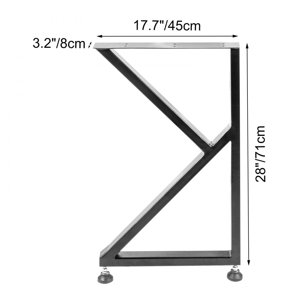 Vevor Tischuntergestell Tischbeine 2 Stk. K-form 45x8x71 Cm Eisen/stahl Schwarz