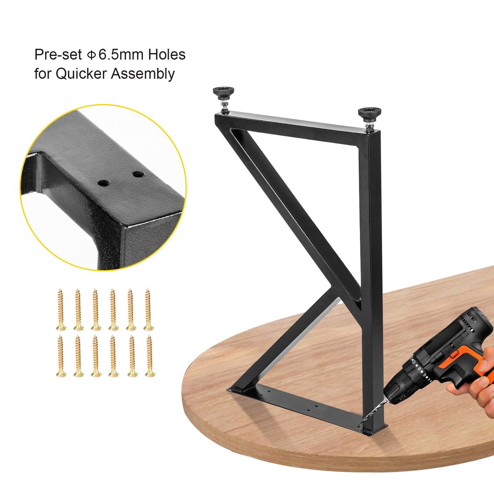 Vevor Tischuntergestell Tischbeine 2 Stk. K-form 45x8x71 Cm Eisen/stahl Schwarz
