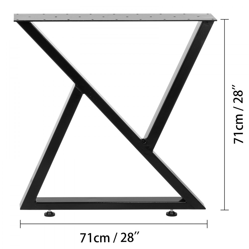 2x Tischgestell Gestell Tischbeine 72cm Höhe Gummifüße Couchtische Schwarz
