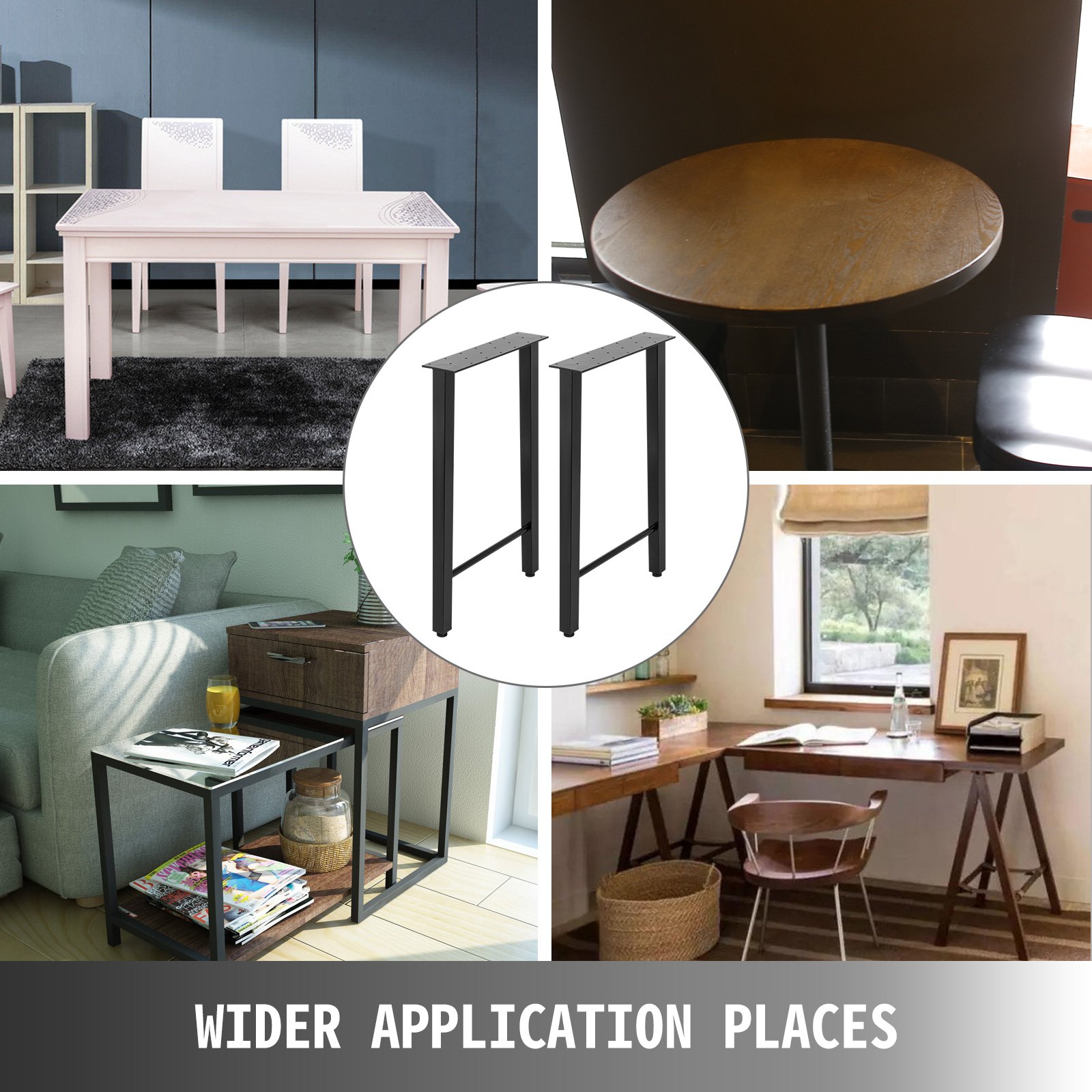 VEVOR 72CM Hoch Höhenverstellbare Füße Tragfähigkeit 300 kg für Möbel, Tischgestell Möbelwerkstatt Beine für Tischplatte, Trapez Tischbeine aus Metall  Schwarz Vierkantrohr