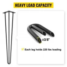 VEVOR Tischbeine Tischgestell Metall 28 Zoll 71,1 cm Kohlenstoffstahl mit 4 Gummibodenfüßen Tischbeine Metall Schwarz 4 Stück verstellbar