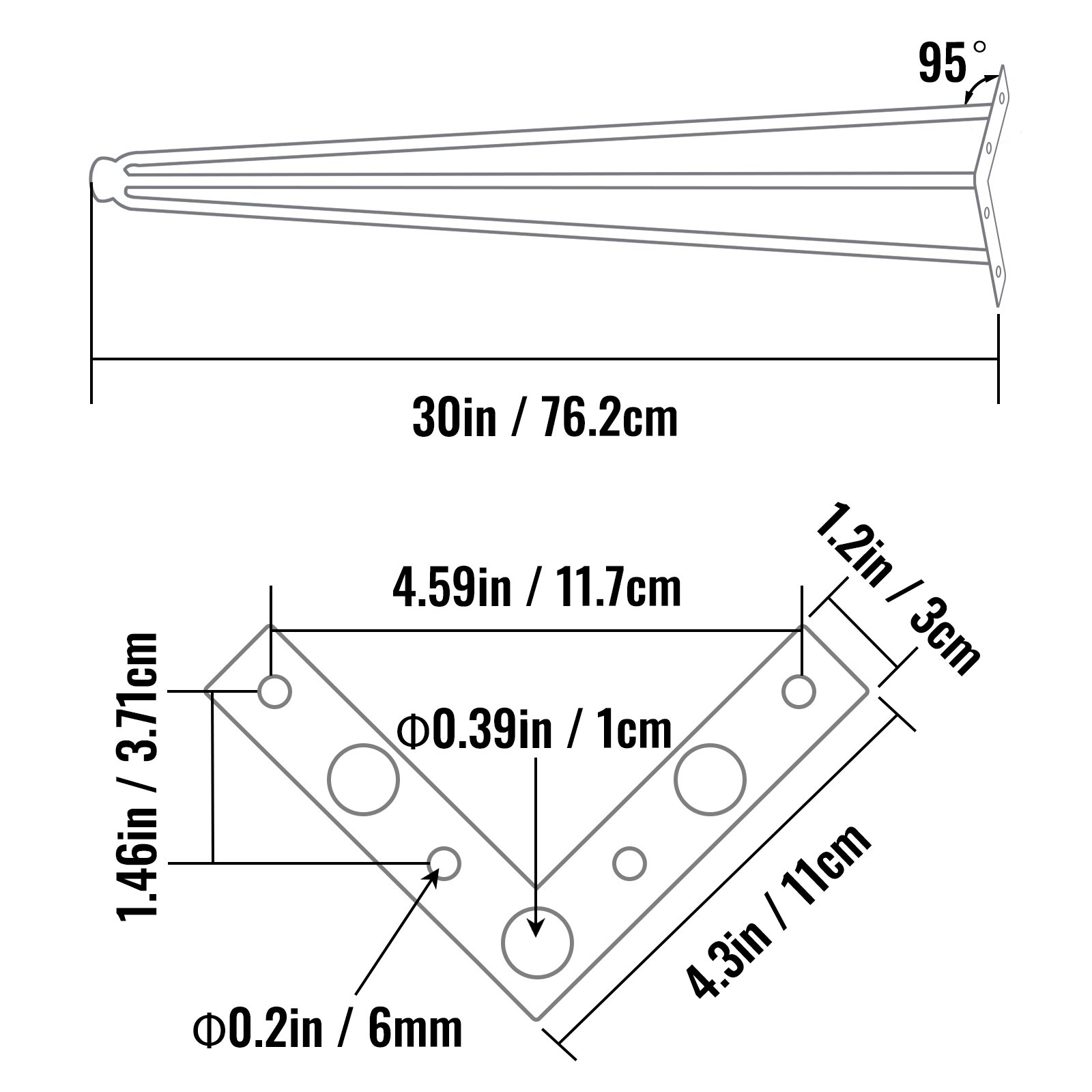 VEVOR Tischbein Metall 76,2 cm Tischgestell Metall Schwarz 4 Stück Haarnadel Bein Kohlenstoffstahl mit 4 Gummibodenfüße Haarnadel
