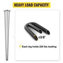 VEVOR Tischbein Tischbeine Metall Schwarz 40 Zoll 101,6 cm 4 Stück Haarnadel Tischbeine 3 Pfosten Tischfüße Verstellbar Austauschbare Diy